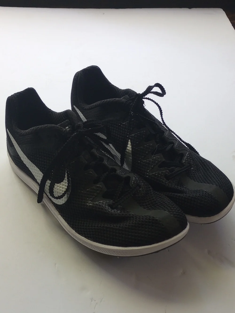 Nike Rival Distance Track & Field Black Silver Swoosh Athletic Spike Shoes 6